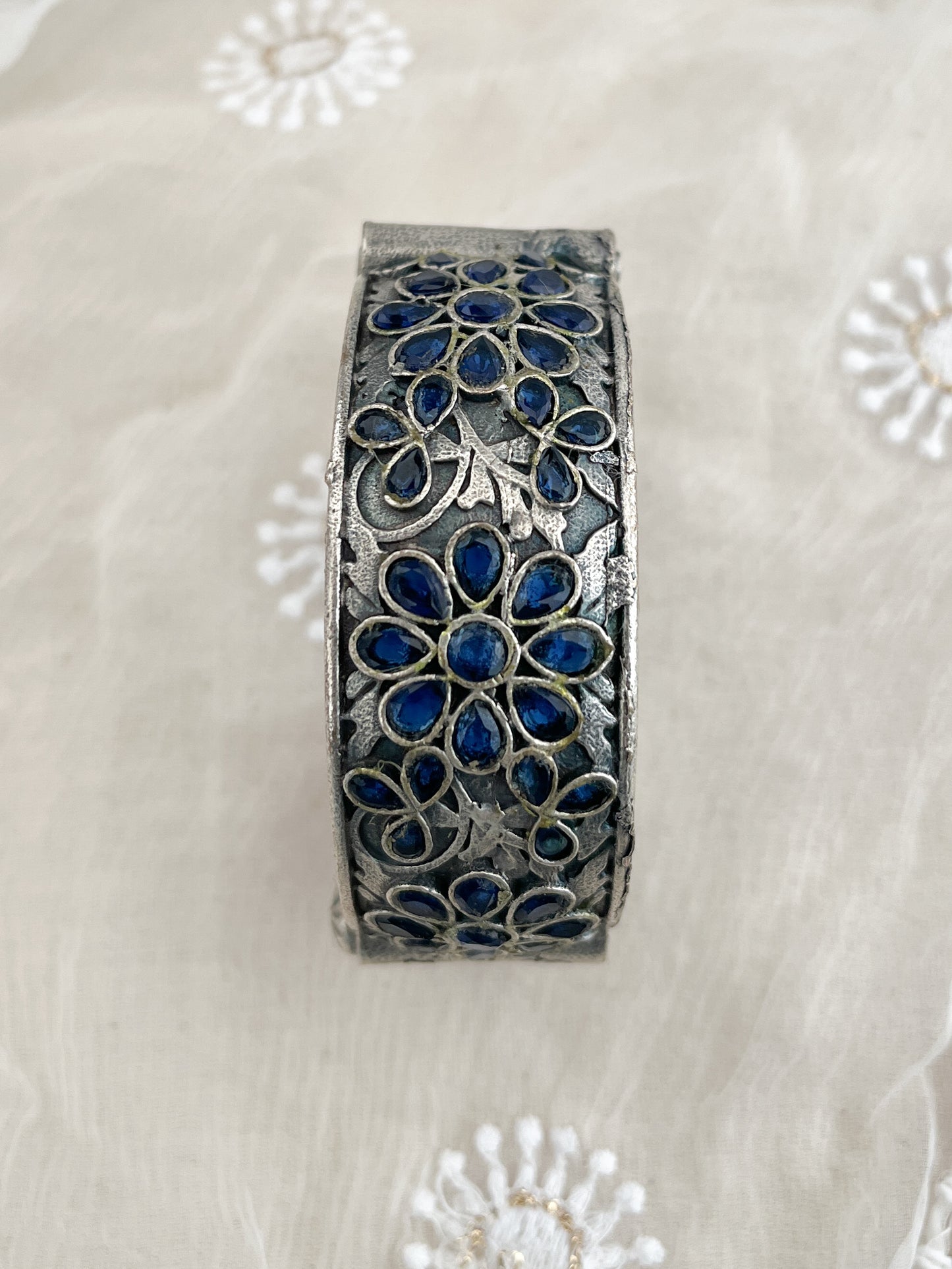 ABHILASHA - German Silver Blue Stone Bangle