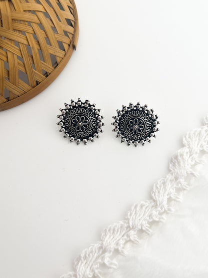 ABHIMAYA - German Silver Mandala Studs