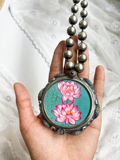 ANAMIKA- Brass With Silver Plating Bangle Locket Lotus