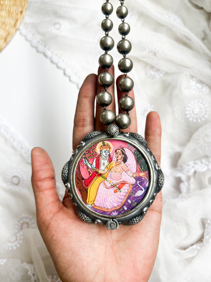 ANAMIKA- Brass With Silver Plating Bangle Locket Radha Krishna