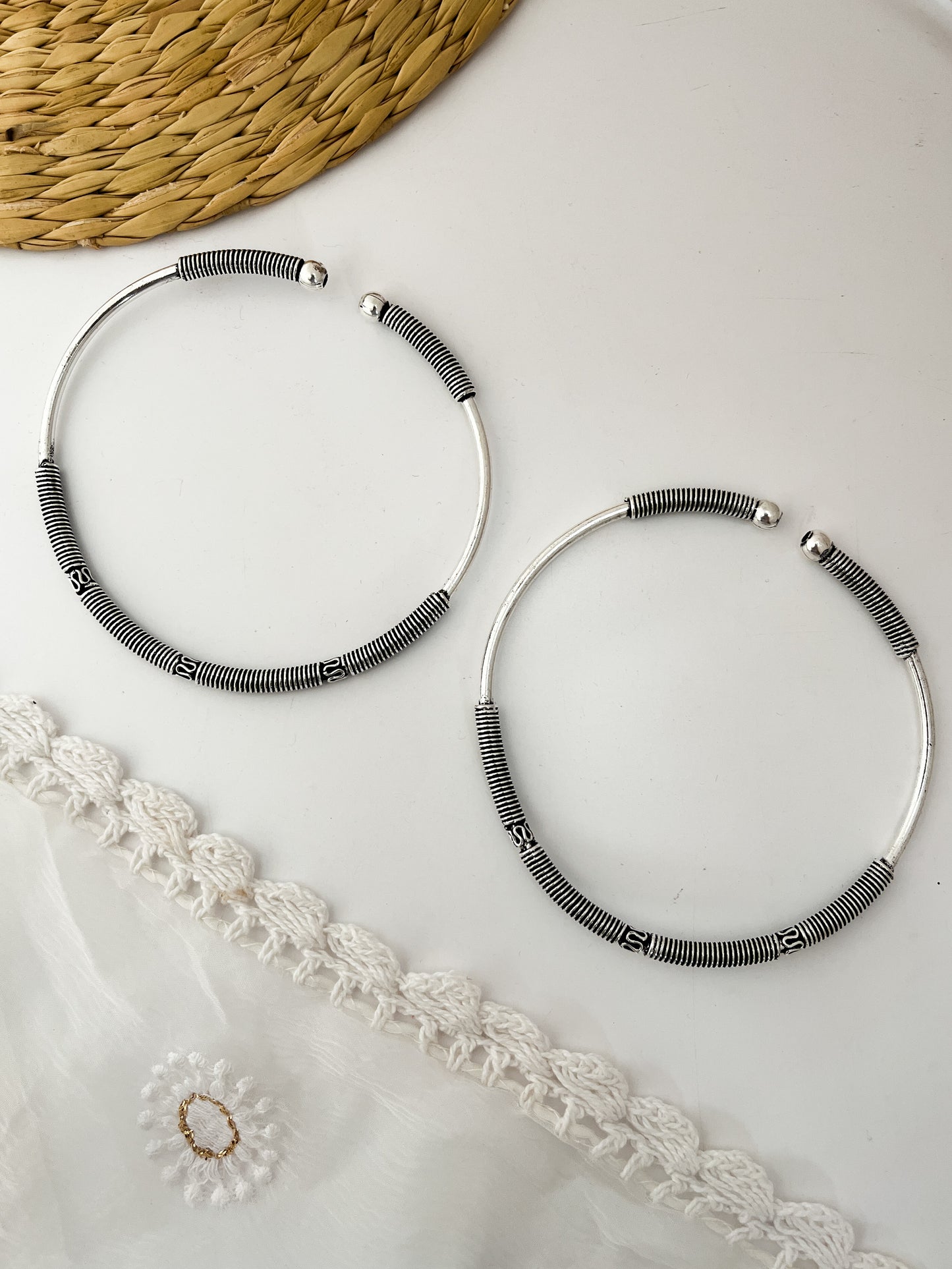 ANANDI - Brass Silver Plated Kada Bangle