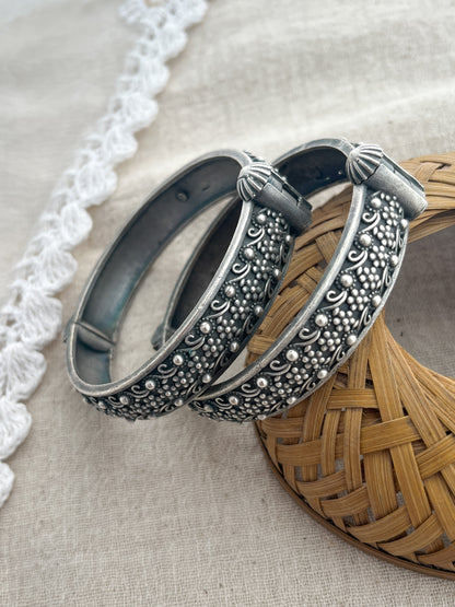 Anjana - Silver Oxidised Bangles (Set Of Two)