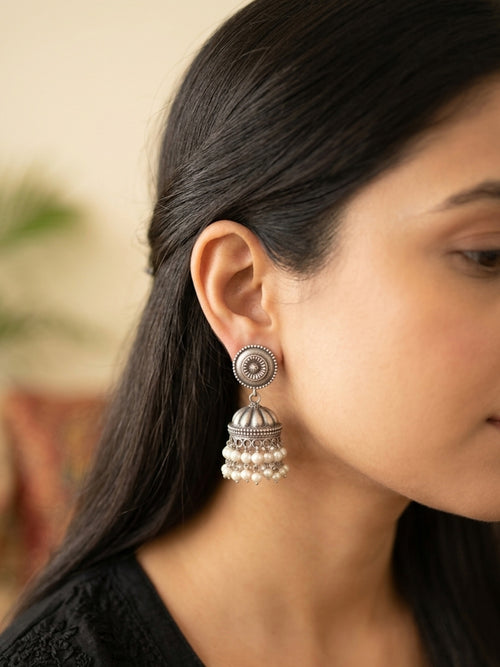 ANVI - Germna Silver Stud Jhumka