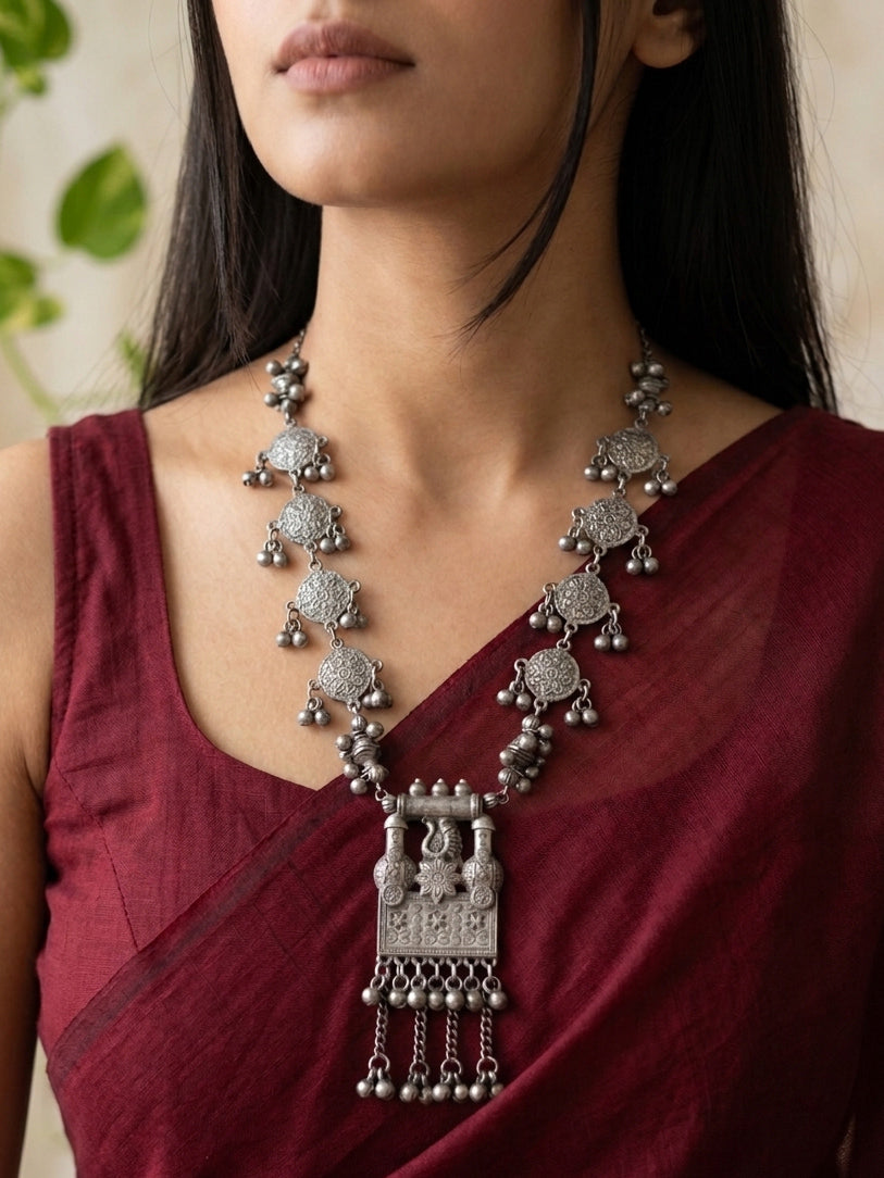 ARADHANA - Light Weight Black Polish Mix Metal Neckpiece