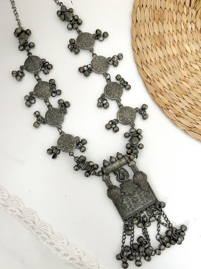 ARADHANA - Light Weight Black Polish Mix Metal Neckpiece