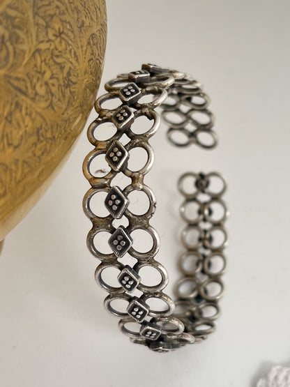 AROHI - Brass Light Weight Kada With Silver Plating Diamonds
