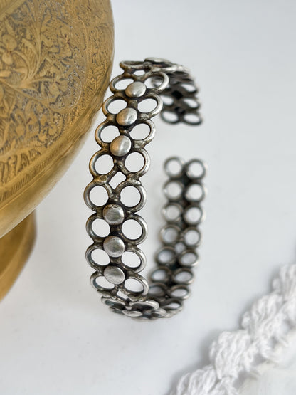 AROHI - Brass Light Weight Kada With Silver Plating Plain Dots