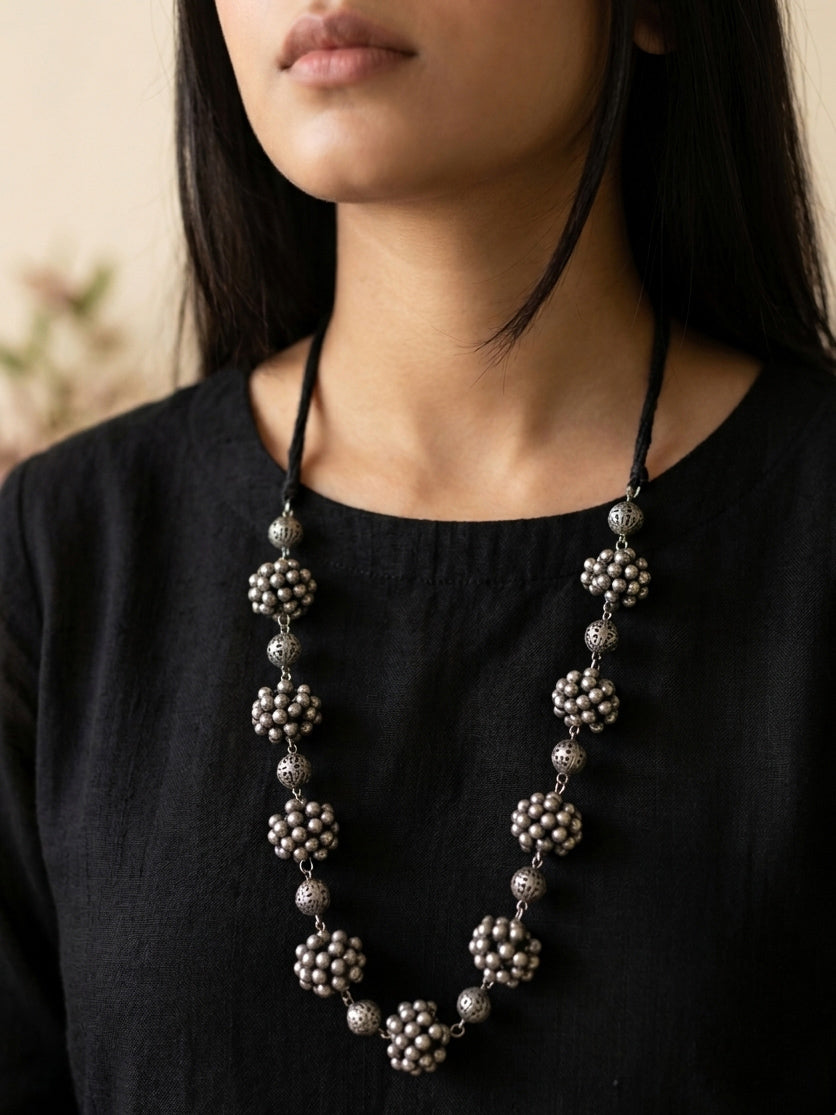 BARKHA - Black Polish German Silver Neckpiece