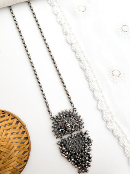 Bhavani - Silver Oxidized Durga Long Neckpiece