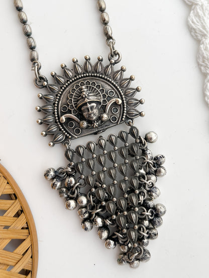 Bhavani - Silver Oxidized Durga Long Neckpiece