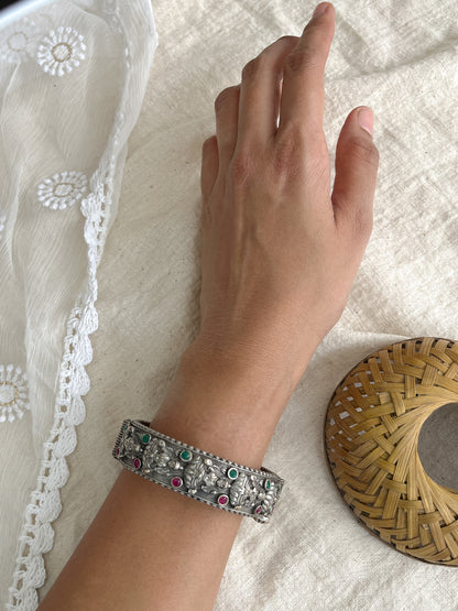Devi Silver Oxidized Kada Bangle