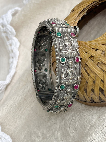 Devi Silver Oxidized Kada Bangle