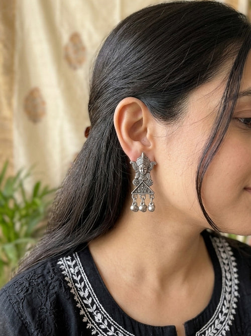 DEVIKA - Mix Metal Black Polish Earring