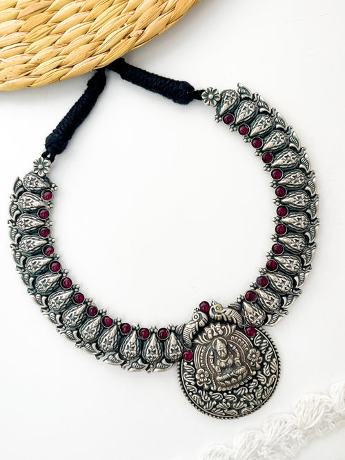 DHANALAKSHMI- Brass With Silver Plating Neckpiece