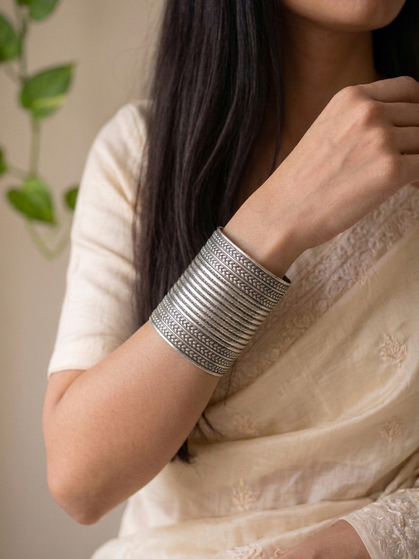 DHITI- Brass Handcuff With Silver Plating
