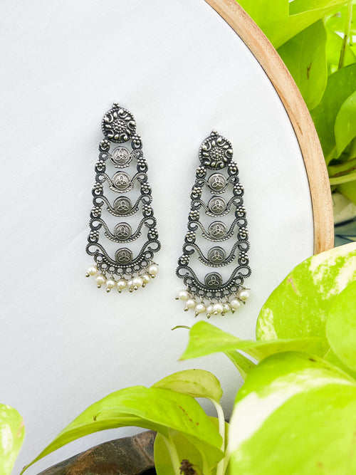 Gargi - German Silver Layered Earrings