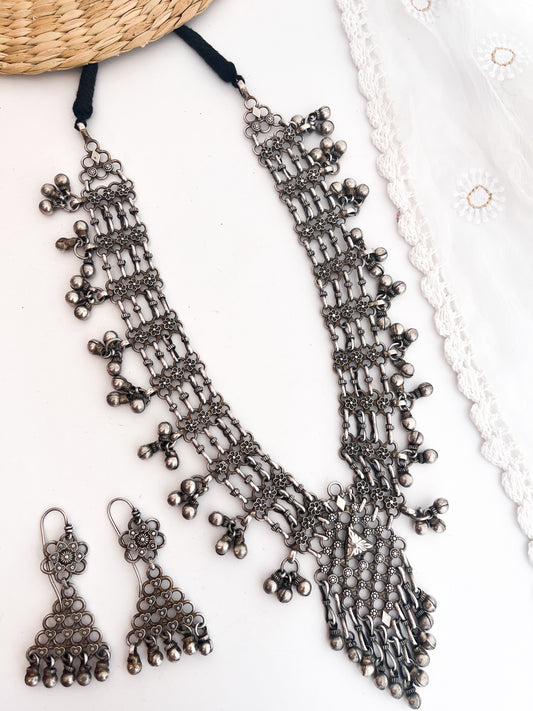 GEET- German Silver Ghungroo Neckpiece