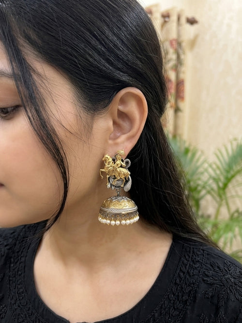 Ghode Pe Sawar - German Silver Dual Tone Brass Earring