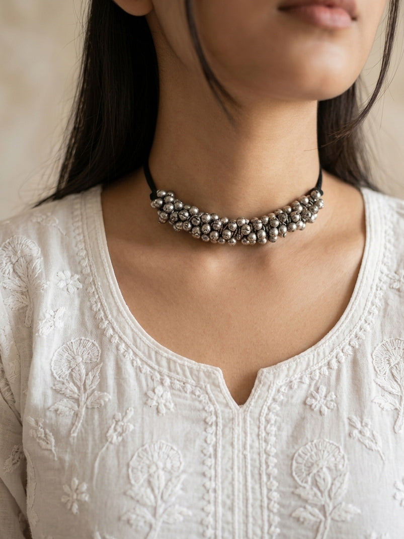 GHUNGRU - German Silver Ghungru Choker