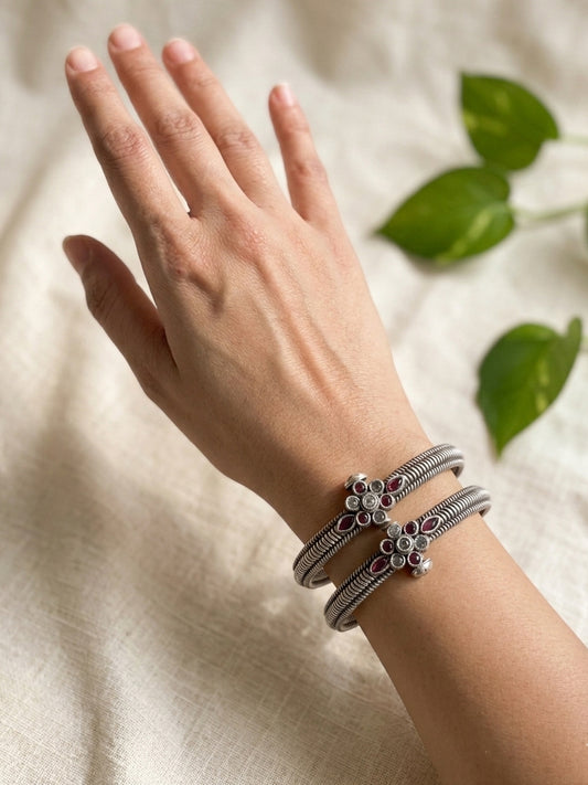 HEERA - Germna Silver Kada (Pack Of Two)