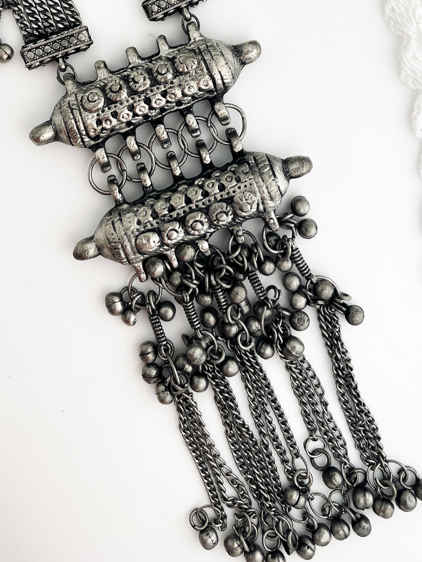 Hoor - Black Polish Silver Oxidised Heavy Tribal Neck Piece