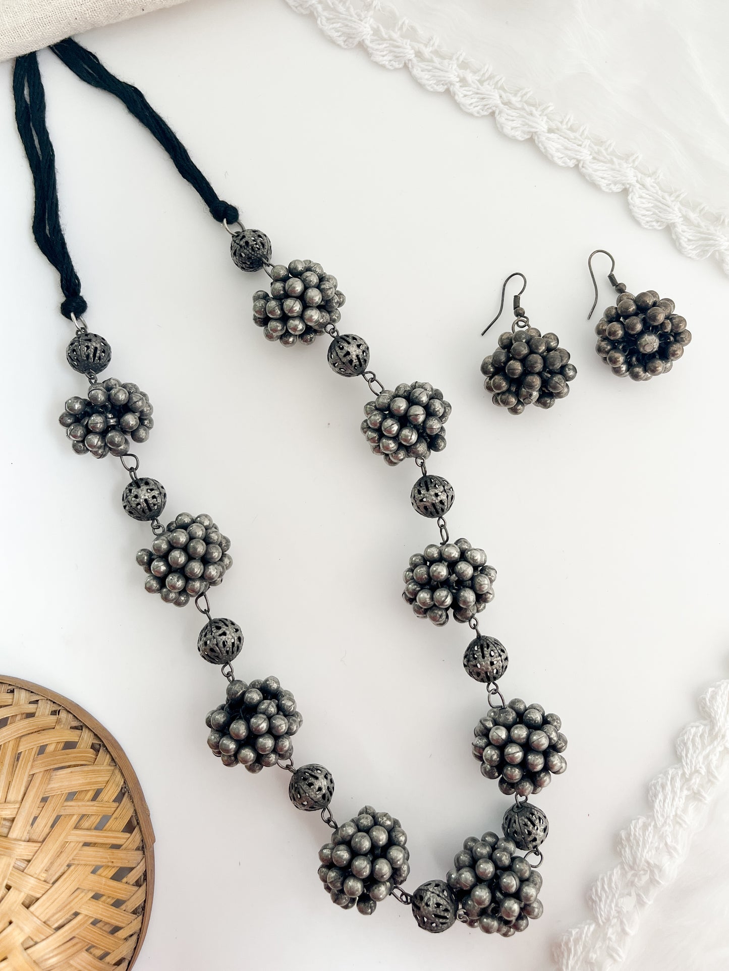 Hoor-Black Polish Tribal Long-Short Neckpiece