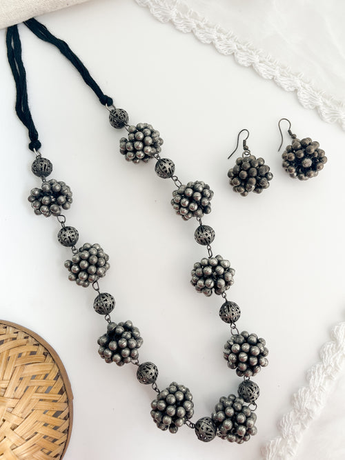 Hoor-Black Polish Tribal Long-Short Neckpiece