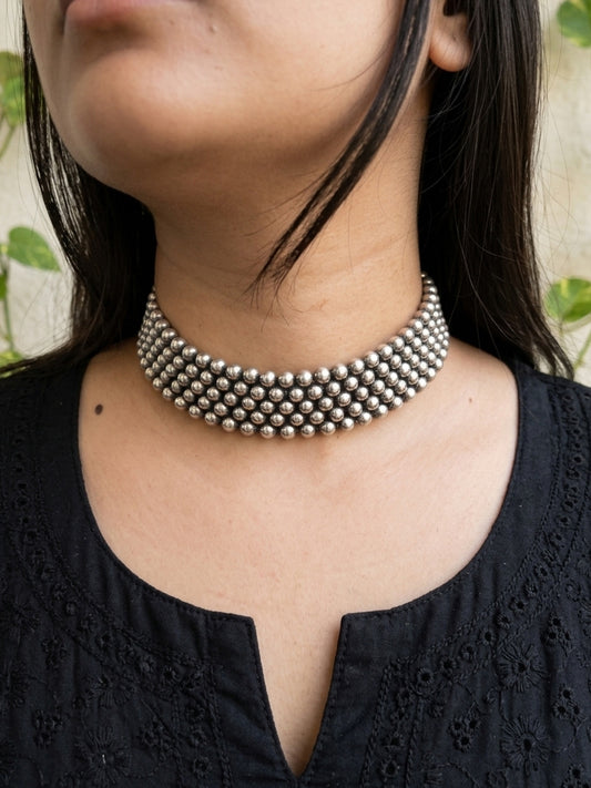 HOOR - German Silver Full Neck Chocker