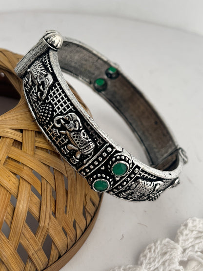 HRIDAYA - Brass Kada Bangle With Silver Plating