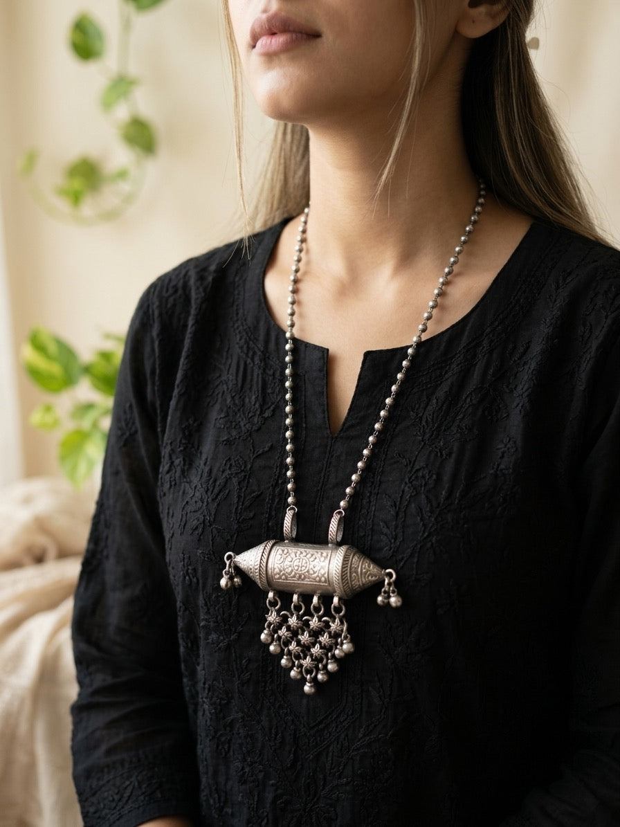 RUSHA - Silver Plated Brass Long Neckpiece