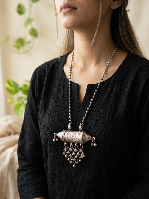 RUSHA - Silver Plated Brass Long Neckpiece