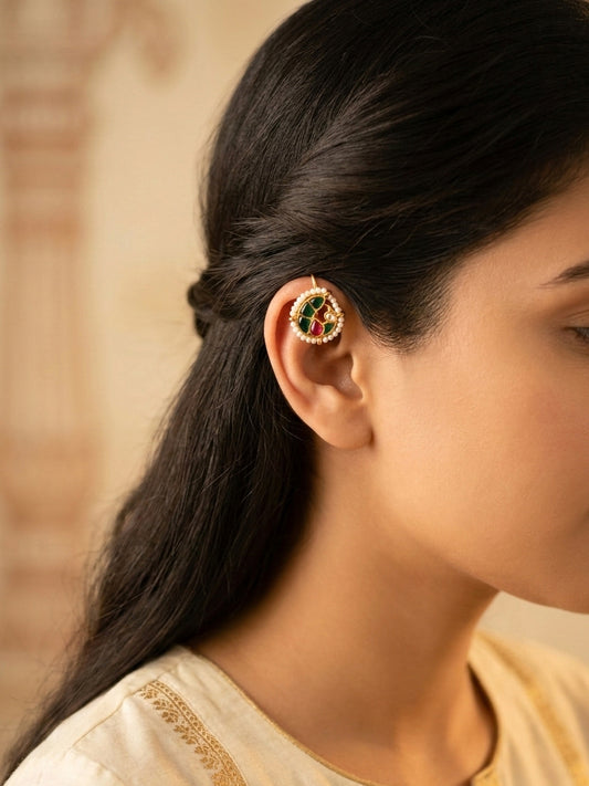 URJA - Kundan Work Gold Bugdi Green