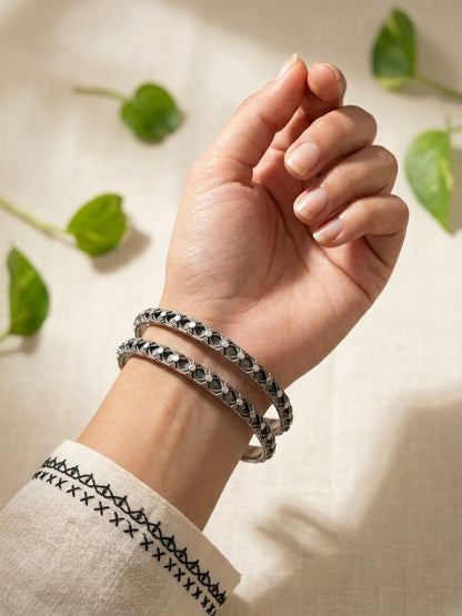 SUMITRA - (Pack Of Two) Brass With Silver Plating Bangles