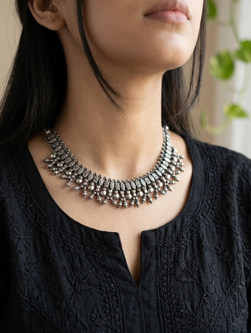 RIDHVI - Brass With Silver Plating Neckpiece