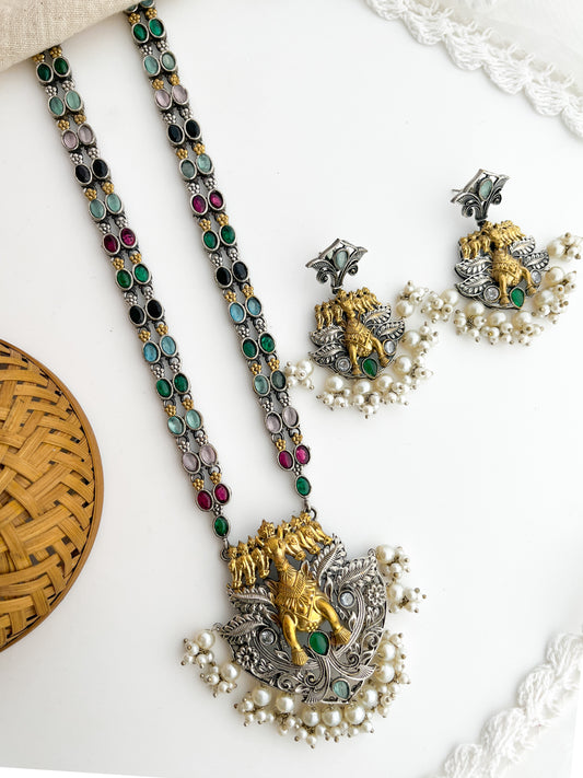NAINA -Silver With Multicolor Mix Metal Necklace Set