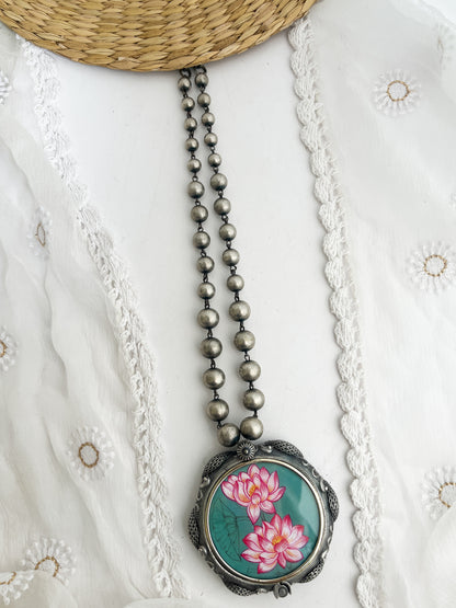 ANAMIKA- Brass With Silver Plating Bangle Locket Lotus