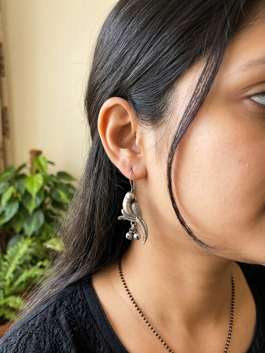 BULBUL- German Silver Bird Earing