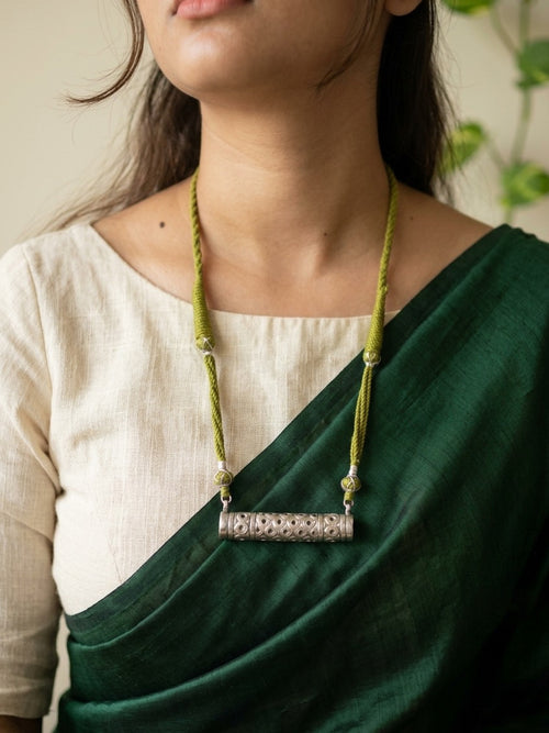 MONA - Brass Locket With Silver Plating Green