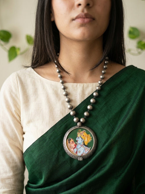 ANAMIKA - Brass With Silver Plating Bangle Locket Krishna Leela
