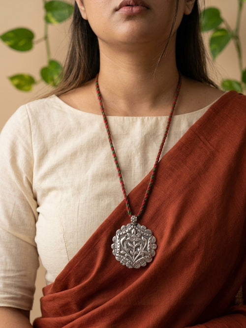 MANDIRA - Brass Light Weight Locket With Silver Plating