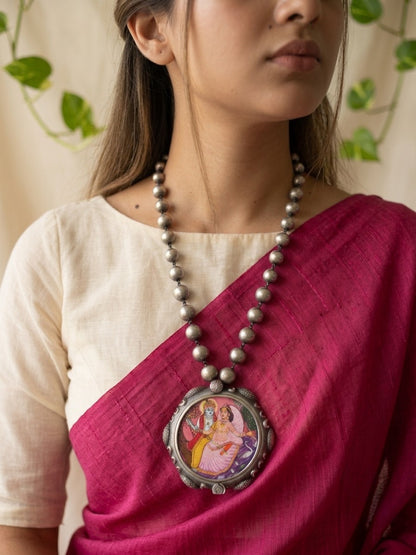 ANAMIKA- Brass With Silver Plating Bangle Locket Radha Krishna