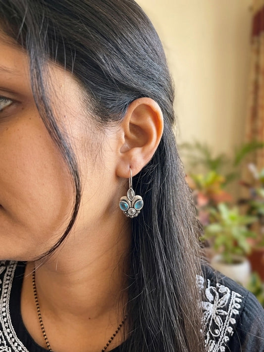 PIHU- German Silver Pastel Stone Earrings