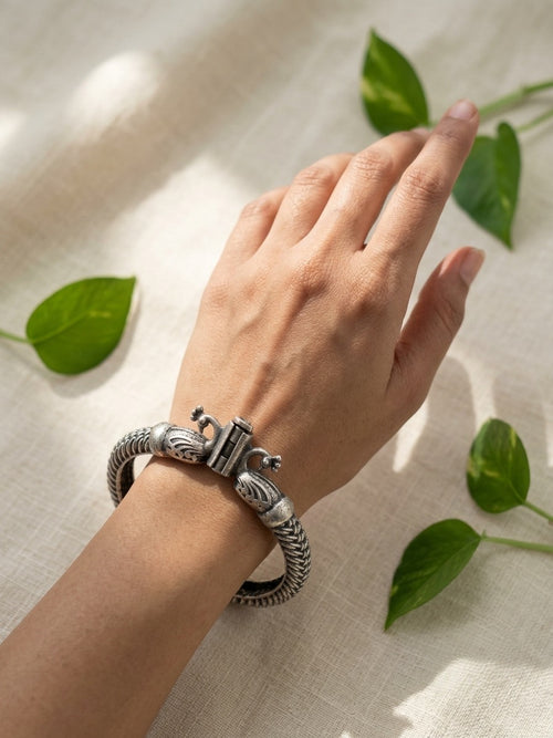 MOR - Brass Kada Bangle With Silver Plating