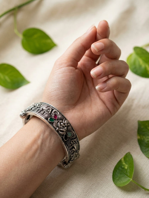 RUTUJA - Brass Kada Bangle With Silver Plating