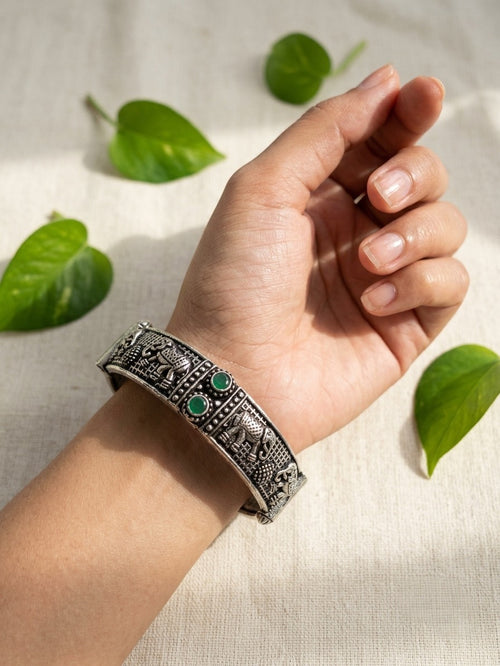 HRIDAYA - Brass Kada Bangle With Silver Plating