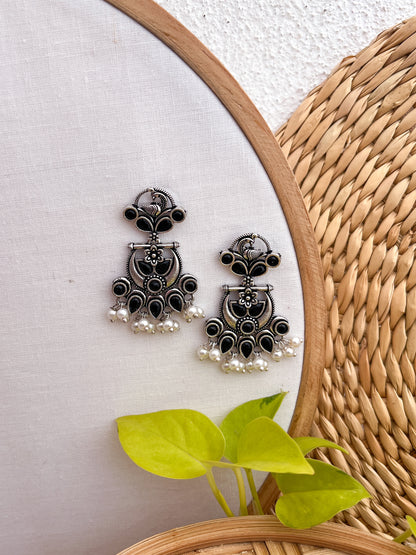 MIHIKA- German Silver Dangler Black