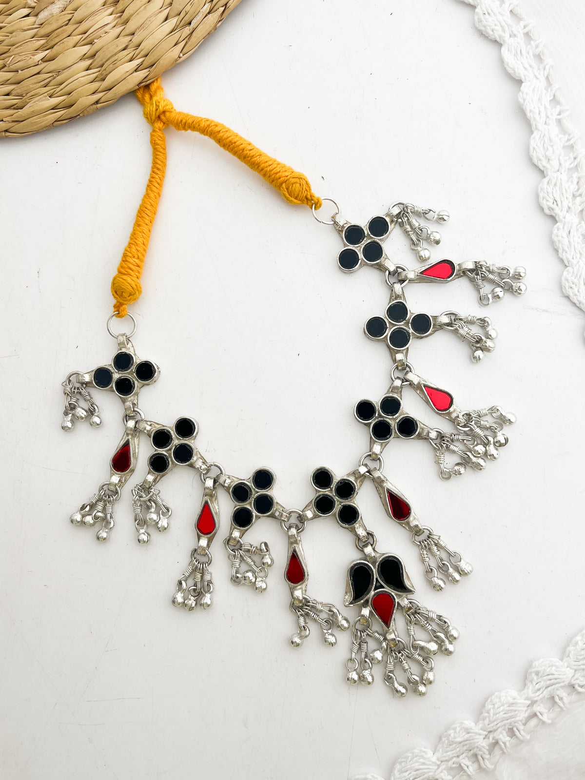 TARA- Brass Glass Mix Metal Afghani Neckpiece