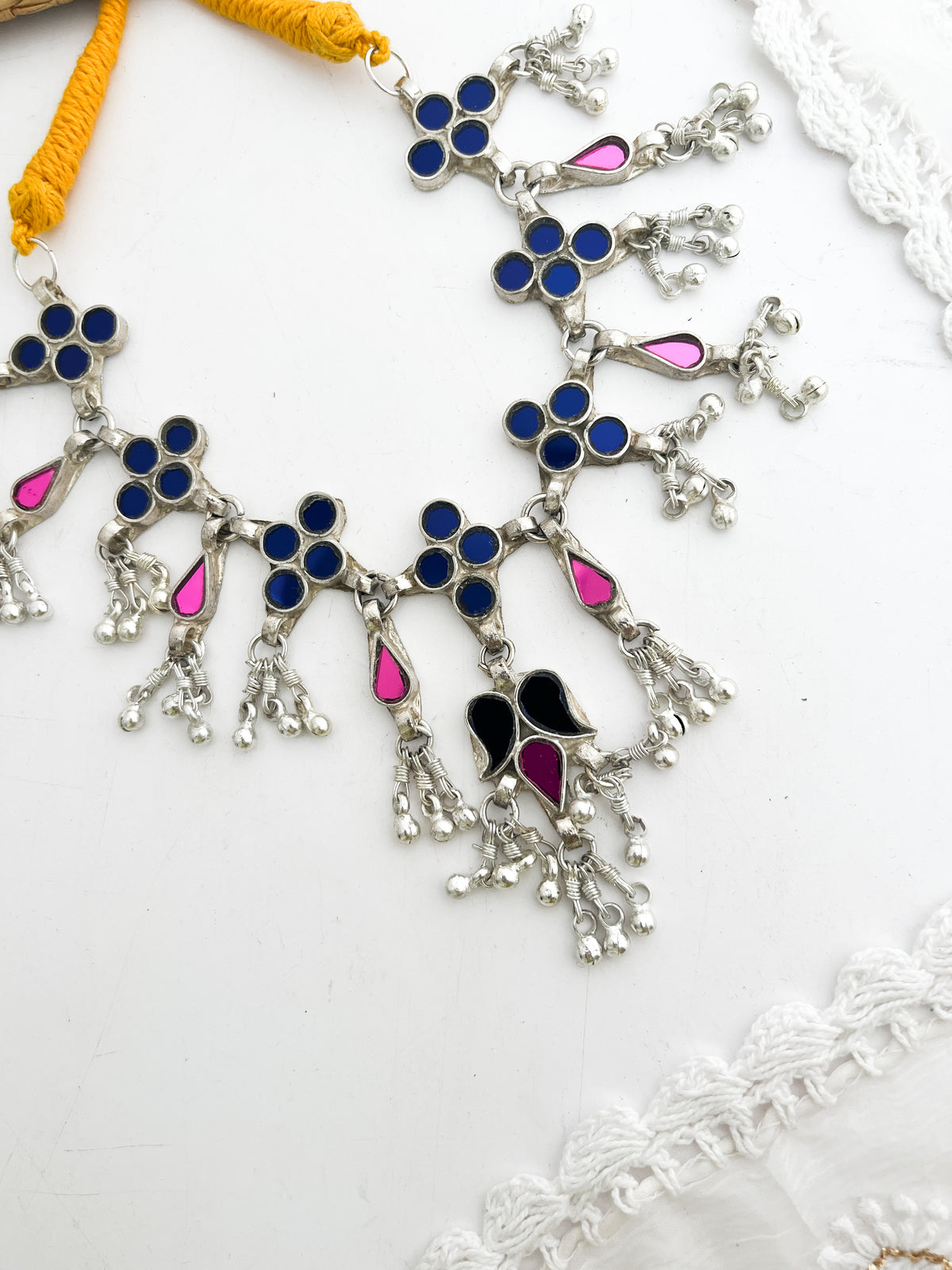 ZARA - Brass Glass Mix Metal Afghani Neckpiece