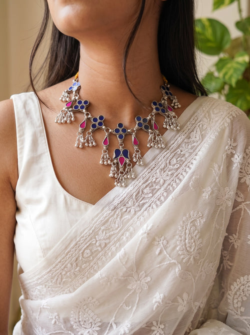 ZARA - Brass Glass Mix Metal Afghani Neckpiece