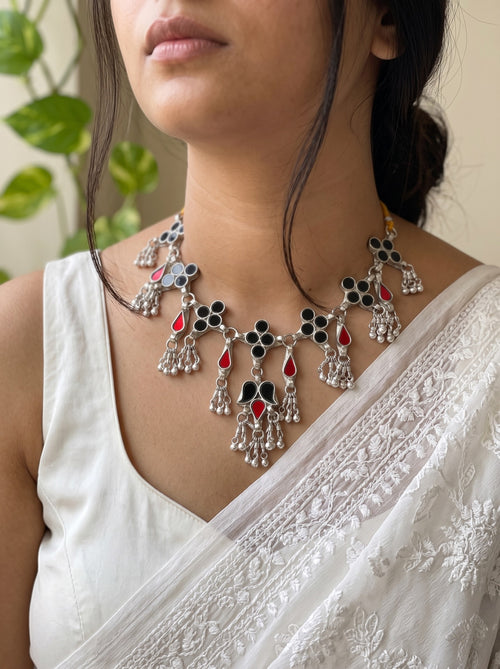 TARA- Brass Glass Mix Metal Afghani Neckpiece